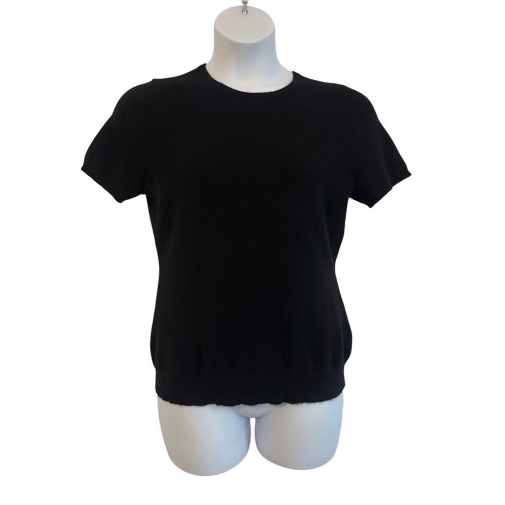 Women's Sz: L Soft Black Charter Club Luxury Cashmere Short Sleeve Tee Sweater